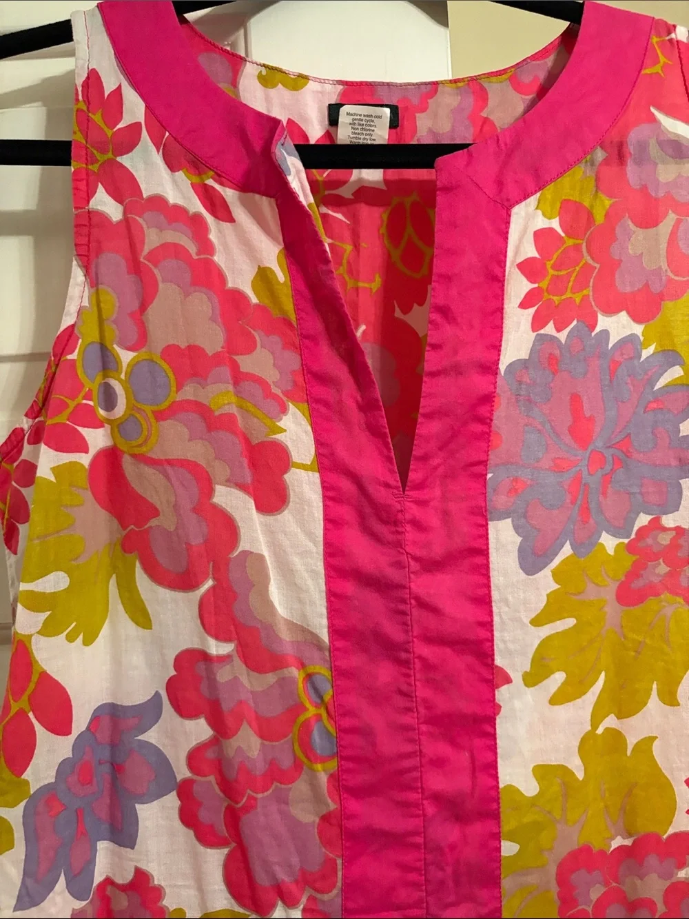 J. Crew Pink Floral Sleeveless Tunic XS 100% Cotton
